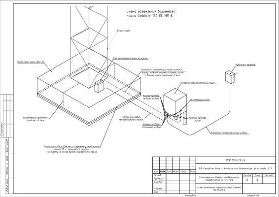 Схема заземления для Башенного крана в ППР